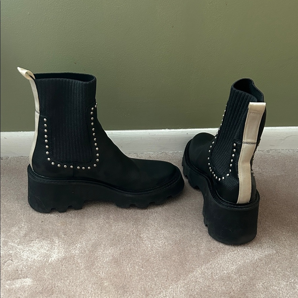 Dolce Vita Black and Cream Studded Ankle Boots